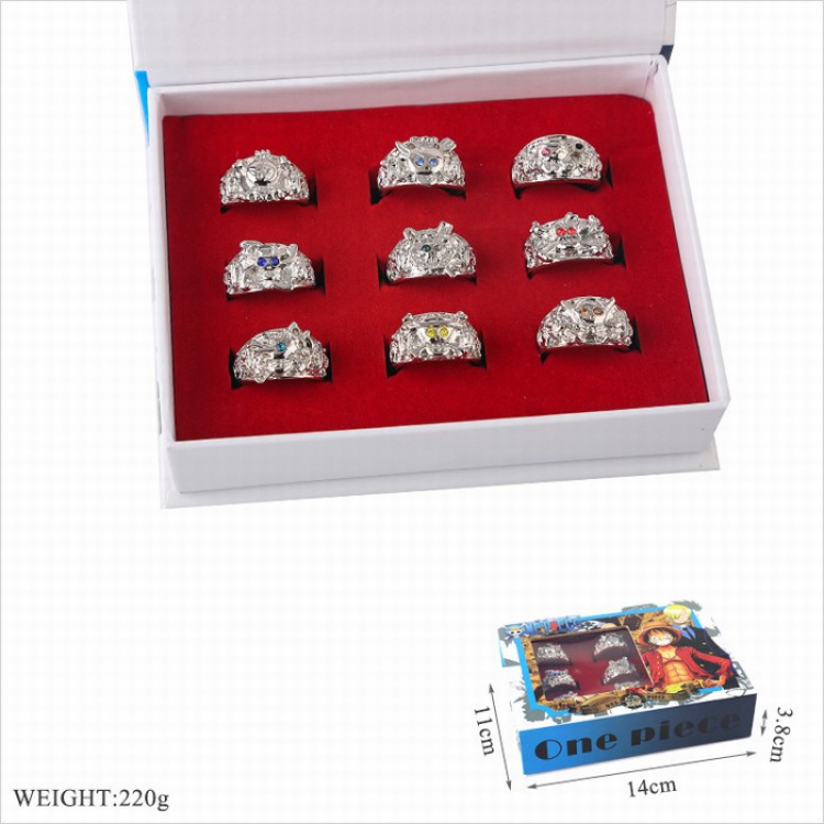 One Piece Ring a set of 9 Boxed suit 220G