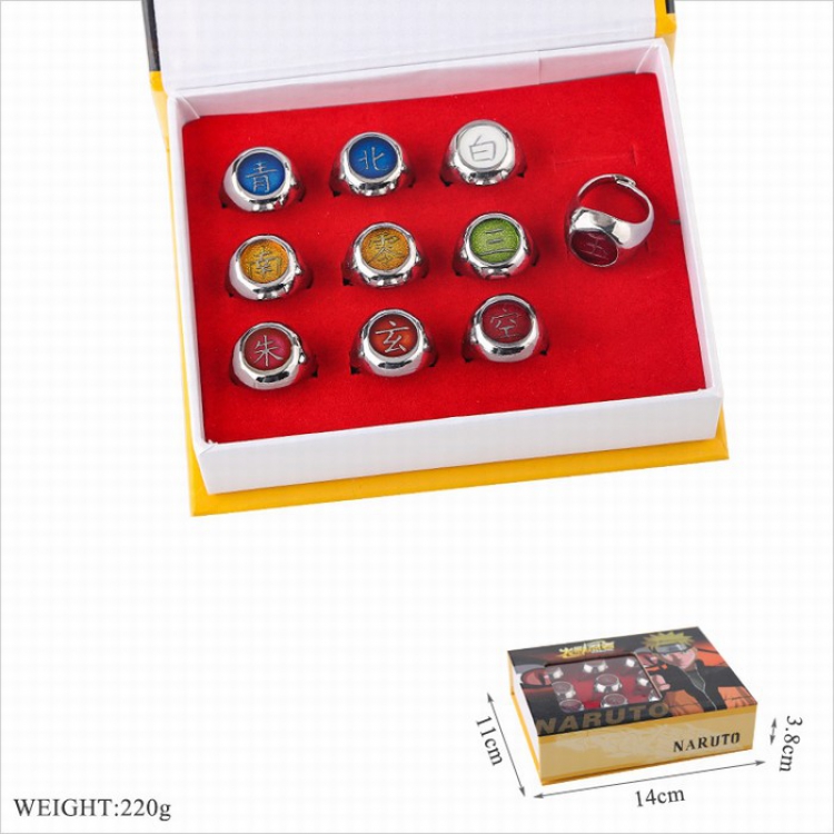 Naruto Ring a set of 10 Boxed suit 300G Style B