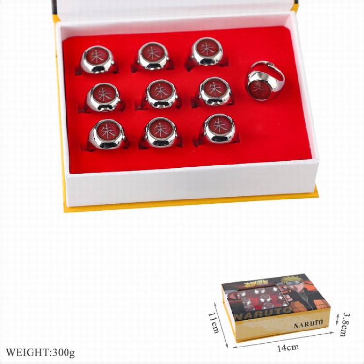 Naruto Ring a set of 10 Boxed suit 300G Style A