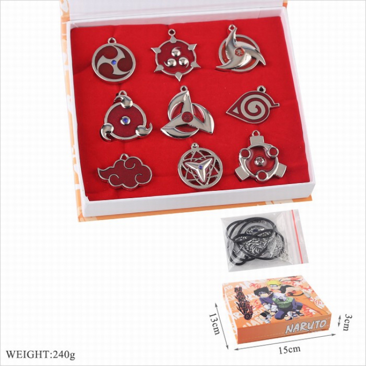 Naruto Necklace pendant key ring pendant a set of 9 Boxed suit 240G