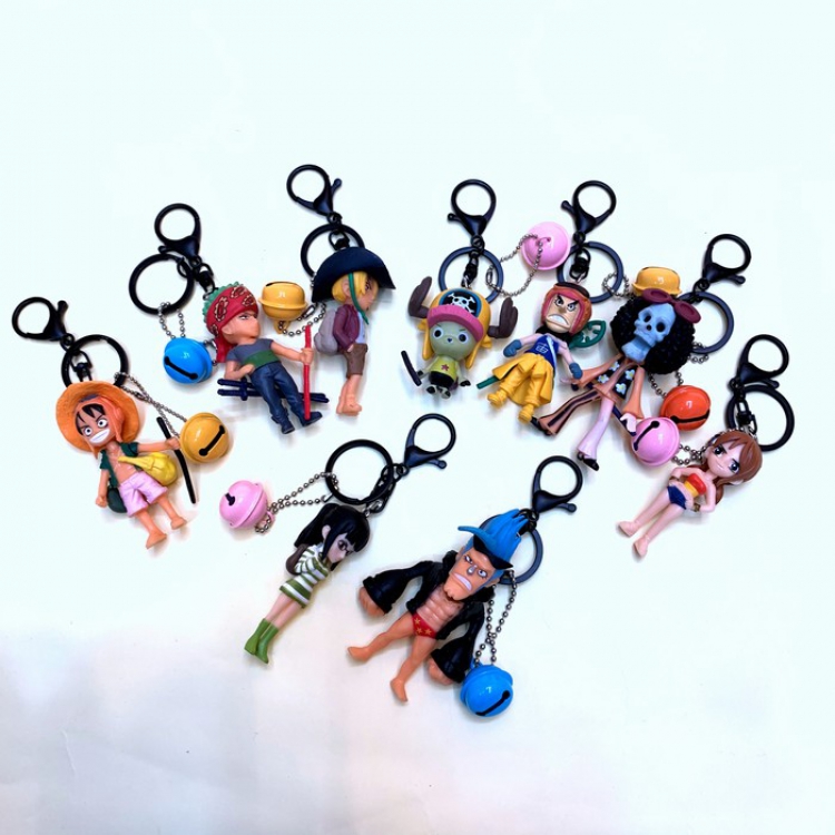 One Piece Cartoon color buckle Keychain pendant price for 9 pcs Style A
