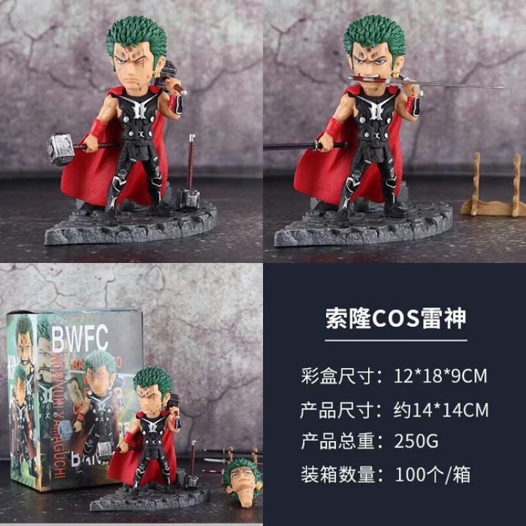 One Piece COS Zoro Thor Changeable face SD Double head carving With knife holder Boxed Figure Decoration 13CM