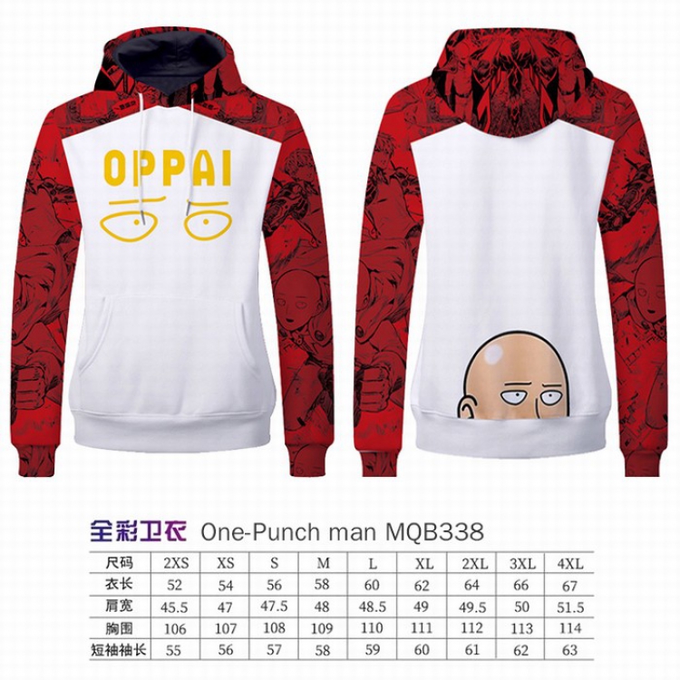 One Punch Man Full Color Long sleeve Patch pocket Sweatshirt Hoodie 9 sizes from XXS to XXXXL MQB338