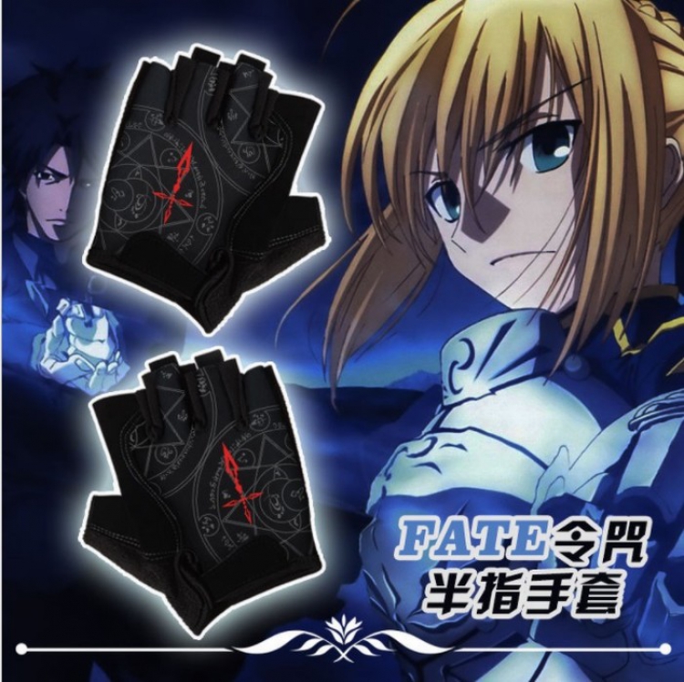Fate stay night Printed black half finger gloves 14X16CM price for 2 pcs
