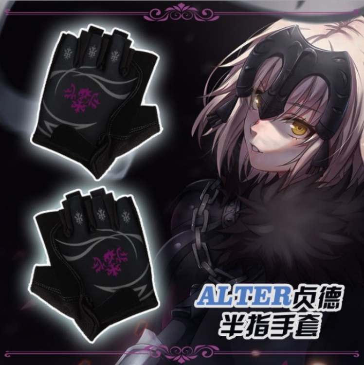 Fate stay night Printed black half finger gloves 14X16CM price for 2 pcs