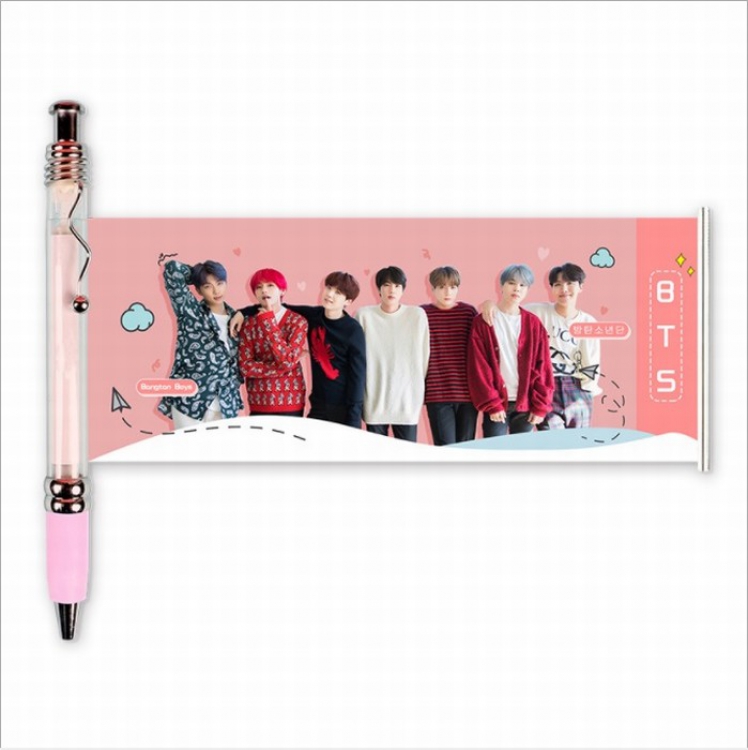 BTS Pull pen Cute Black 0.5 gel pen office stationery price for 5 pcs 15CM