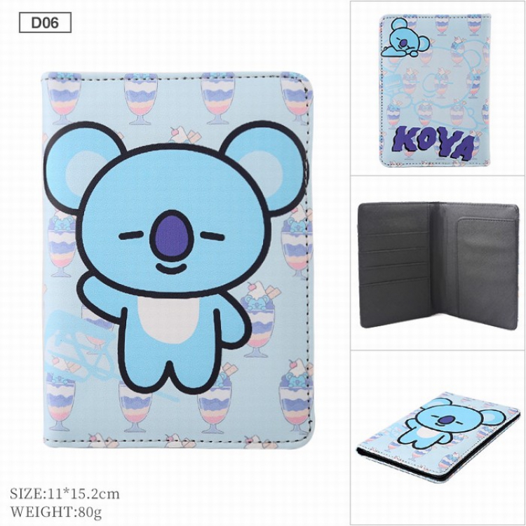 BTS BT21 PU leather multi-function travel ticket holder passport protector D06