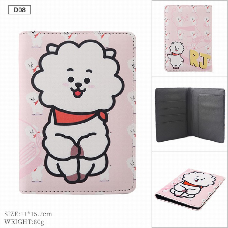 BTS BT21 PU leather multi-function travel ticket holder passport protector D08