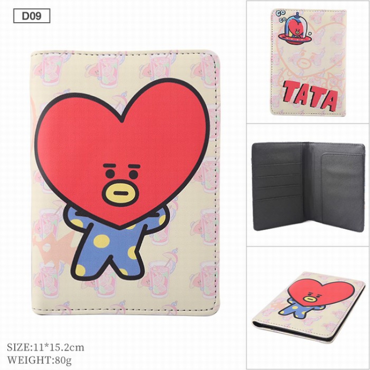 BTS BT21 PU leather multi-function travel ticket holder passport protector D09