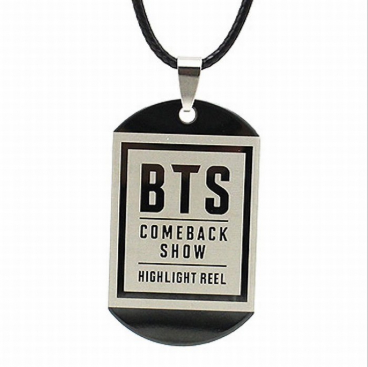 BTS stainless steel Square card Necklace pendant price for 5 pcs 4.5X2.7CM 23G Style J