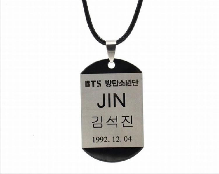 BTS stainless steel Square card Necklace pendant price for 5 pcs 4.5X2.7CM 23G Style G