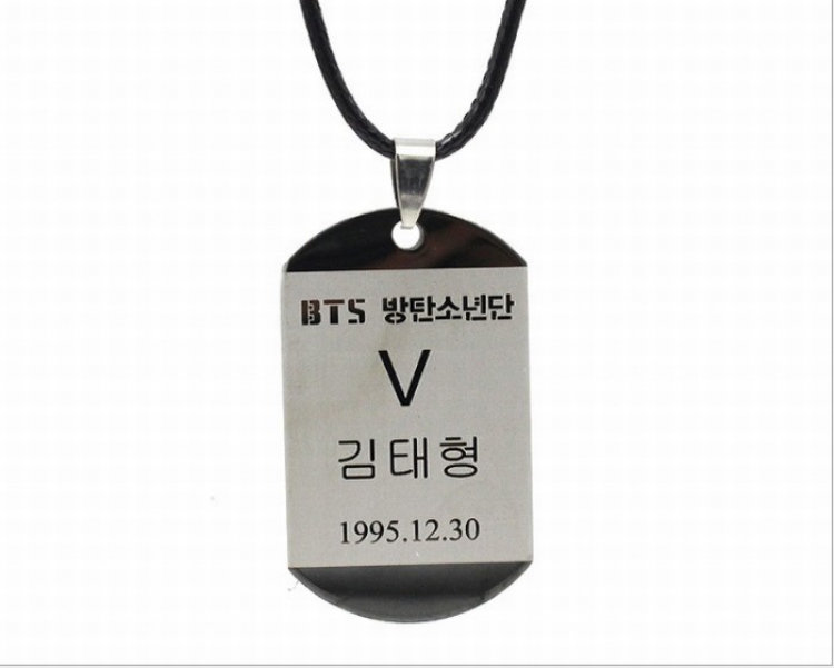 BTS stainless steel Square card Necklace pendant price for 5 pcs 4.5X2.7CM 23G Style C