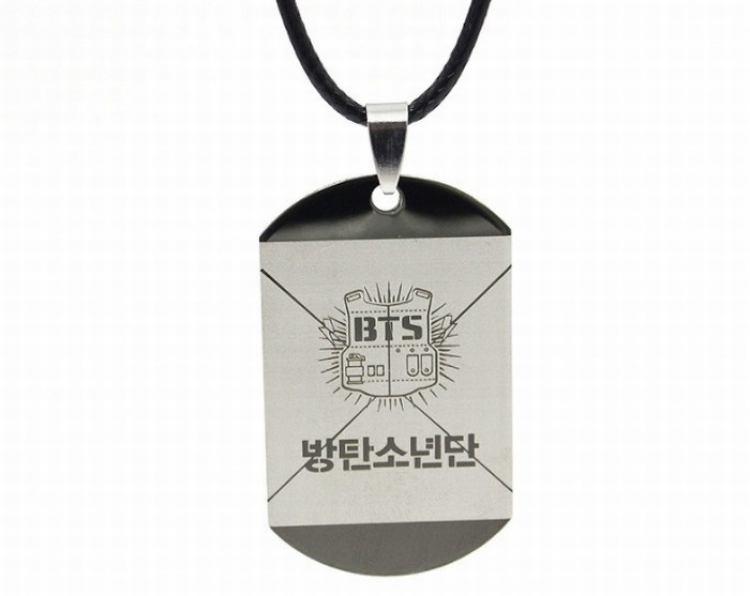 BTS stainless steel Square card Necklace pendant price for 5 pcs 4.5X2.7CM 23G Style A