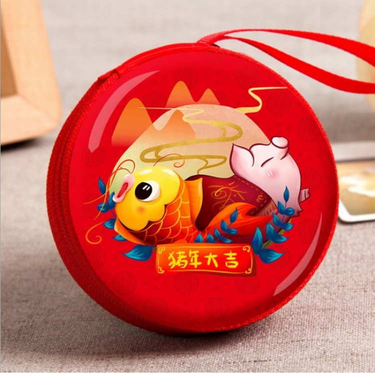 Pig Year Mascot Coin purse headphone bag storage box Wallet OPP bag price for 3 pcs 7X3.5CM Style D