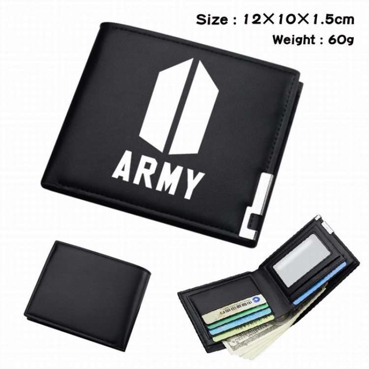 BTS Short Folding Leather Wallet Purse 12X10X1.5CM Style L