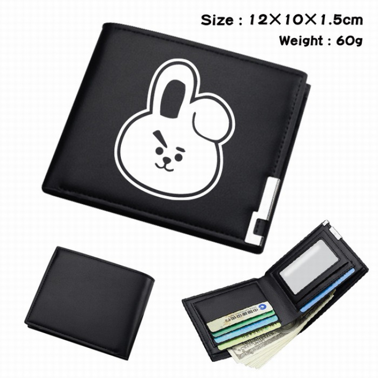 BTS Short Folding Leather Wallet Purse 12X10X1.5CM Style K