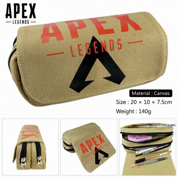 Apex Legends Canvas Multifunction Double layer Zipper Flip cover Pencil Bag Style D