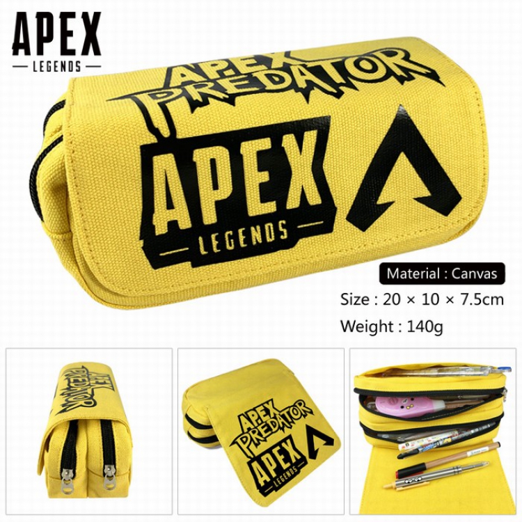 Apex Legends Canvas Multifunction Double layer Zipper Flip cover Pencil Bag Style B