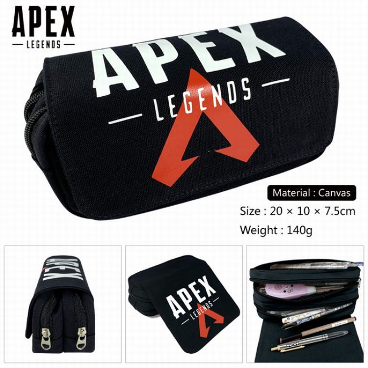 Apex Legends Canvas Multifunction Double layer Zipper Flip cover Pencil Bag Style A