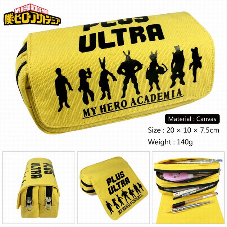 My Hero Academia Canvas Multifunction Double layer Zipper Flip cover Pencil Bag Style A