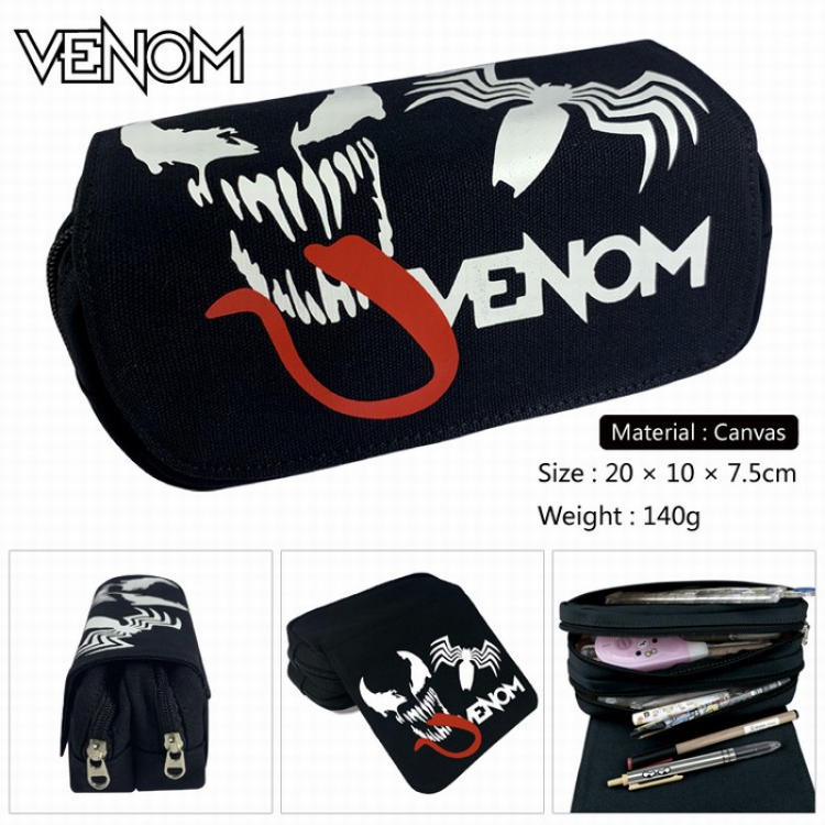 Venom Canvas Multifunction Double layer Zipper Flip cover Pencil Bag Style A