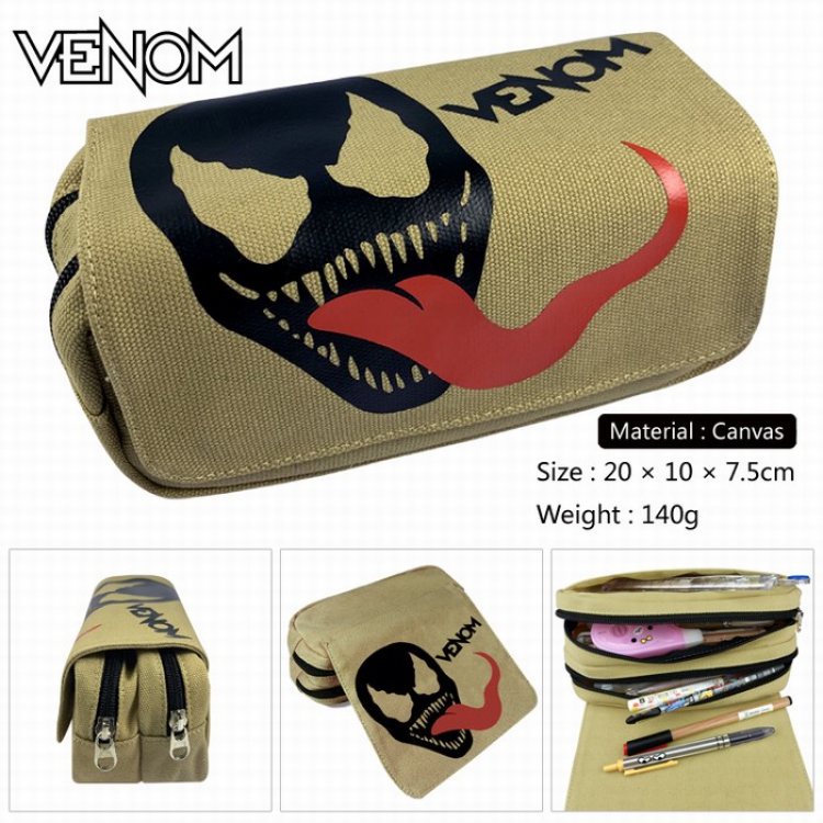 Venom Canvas Multifunction Double layer Zipper Flip cover Pencil Bag Style B