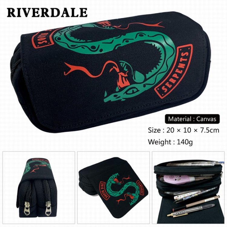 Riverdale Canvas Multifunction Double layer Zipper Flip cover Pencil Bag Style A