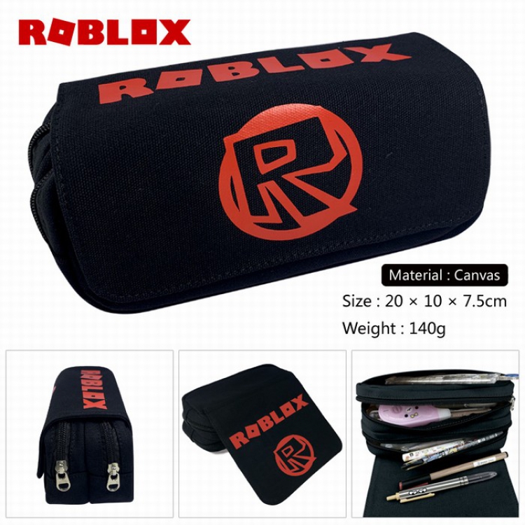 REBLOX Canvas Multifunction Double layer Zipper Flip cover Pencil Bag Style B