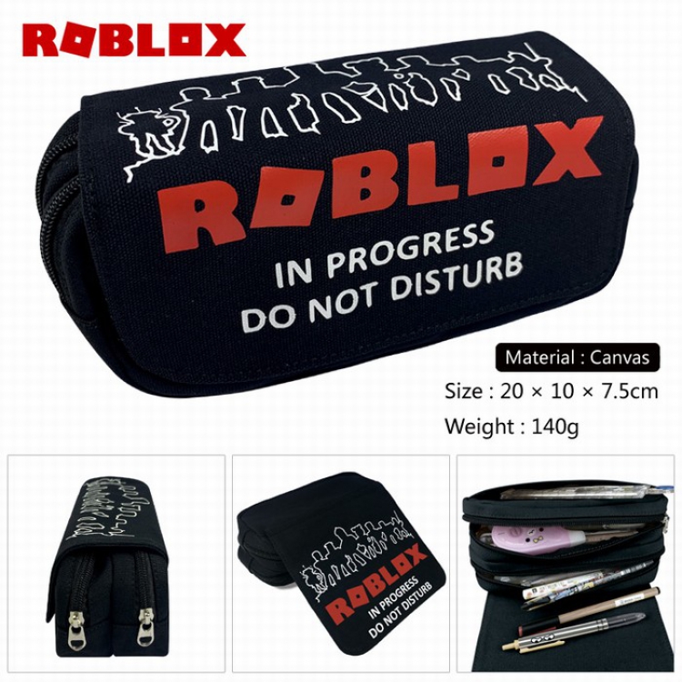 REBLOX Canvas Multifunction Double layer Zipper Flip cover Pencil Bag Style A
