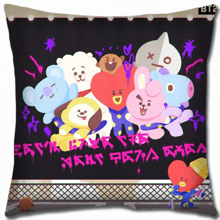 BTS BT21 Double-sided full color Pillow Cushion 45X45CM BS-19 NO FILLING