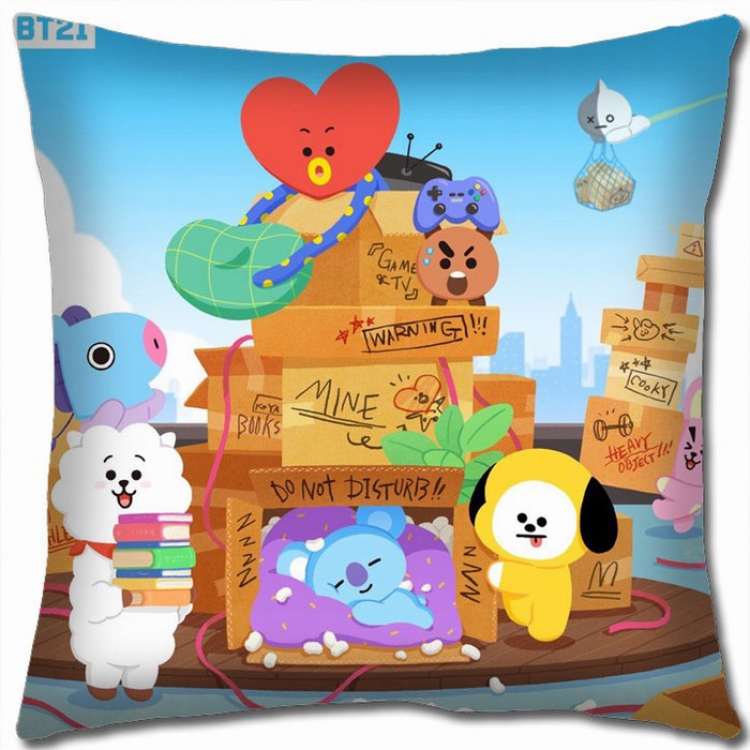 BTS BT21 Double-sided full color Pillow Cushion 45X45CM BS-21 NO FILLING
