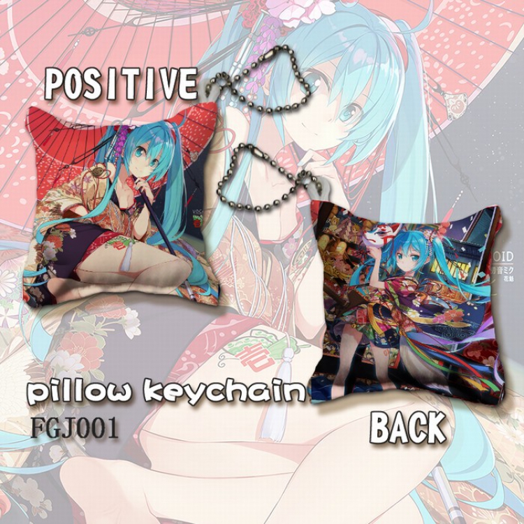 Hatsune Miku Square pillow key Chain pendant 4X4CM FGJ001