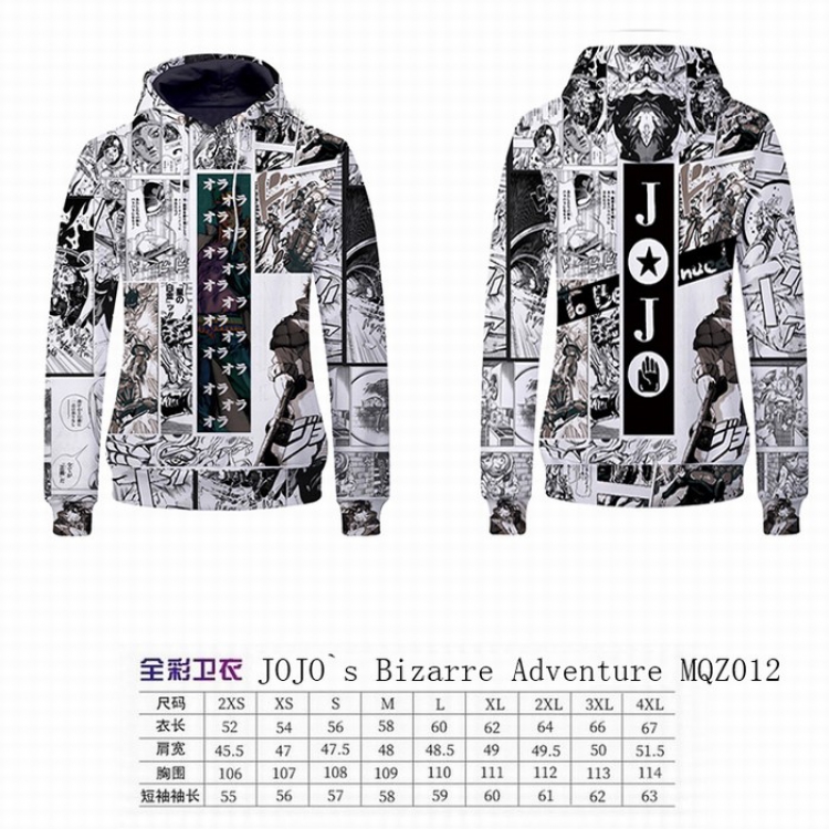 JoJos Bizarre Adventure Full Color Long sleeve Patch pocket Sweatshirt Hoodie 9 sizes from XXS to XXXXL MQZ012