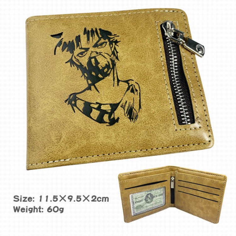 JoJos Bizarre Adventure Folded zipper short leather wallet Purse 11.5X9.5X2CM Style B