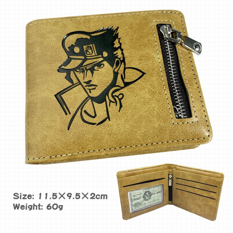JoJos Bizarre Adventure Folded zipper short leather wallet Purse 11.5X9.5X2CM Style A