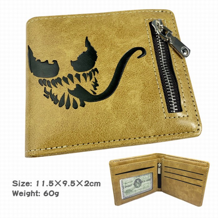 Venom Folded zipper short leather wallet Purse 11.5X9.5X2CM Style B
