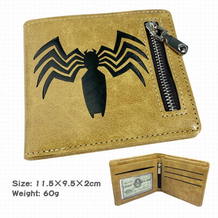 Venom Folded zipper short leather wallet Purse 11.5X9.5X2CM Style A