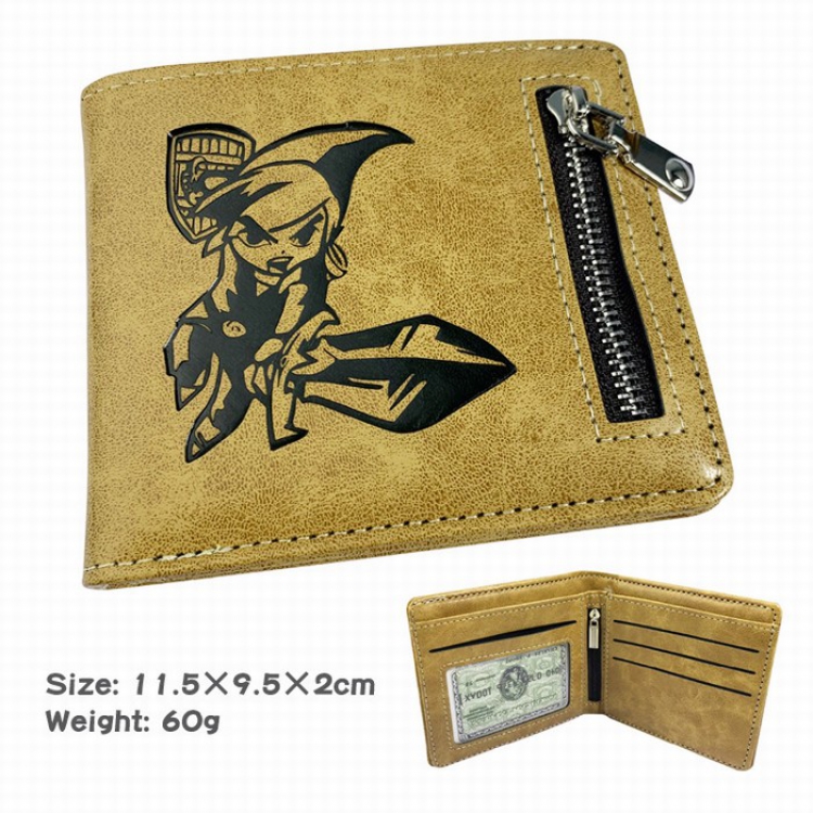 The Legend of Zelda Folded zipper short leather wallet Purse 11.5X9.5X2CM