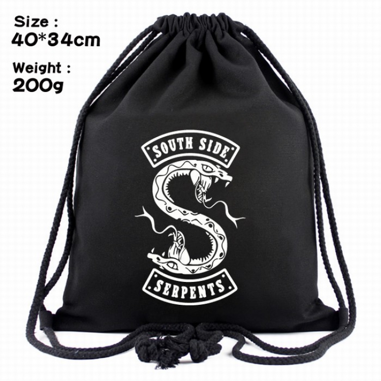 Riverdale  Black canvas Beam port backpack Pouch Bag 40X34CM Style B