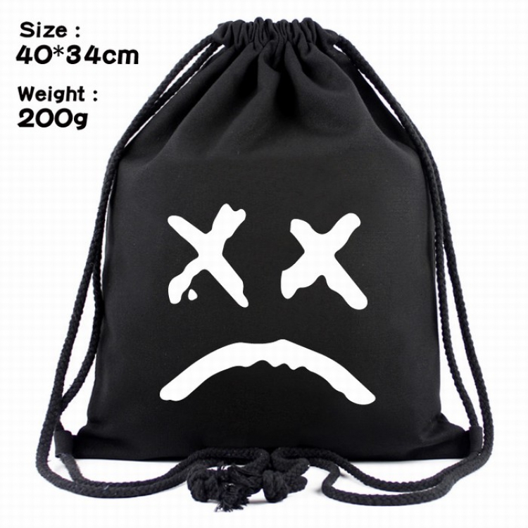 Lil peep  Black canvas Beam port backpack Pouch Bag 40X34CM Style D