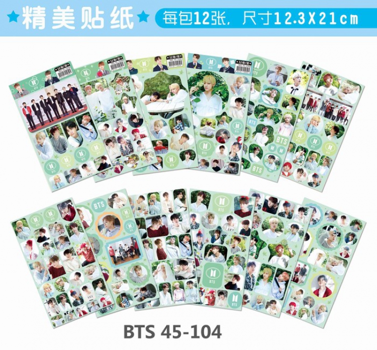 BTS Beautifully Stickers 45-104 A pack of 12 price for 16 packs 12.3X21CM