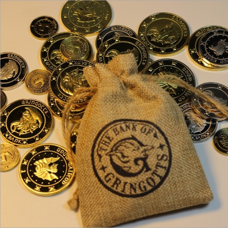 Harry Potter Gringotts bank Gold coin commemorative coin Set of three Burlap money bag price for 2sets