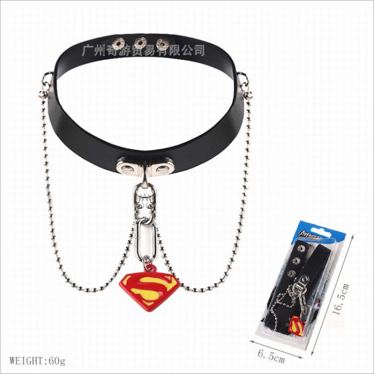 Superman Anime leather collar necklace 60G