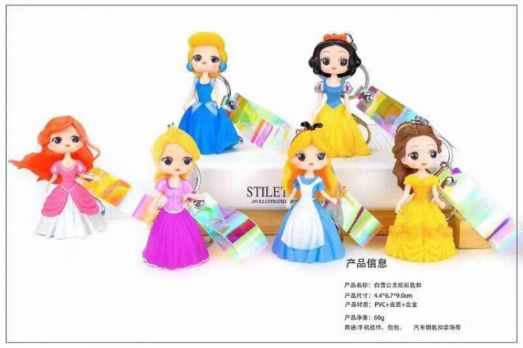 Snow White a set of 6 models Doll Key Chain pendant 4.4X6.7X9CM