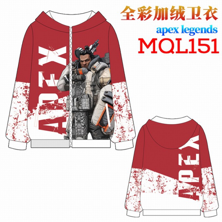 Apex Legends Full color plus velvet hooded zipper Sweatshirt Hoodie coat M L XL XXL XXXL MQL151