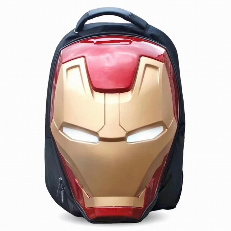 The Avengers Iron Man helmet 3D stereo Illuminate Backpack bag 49X33X25CM