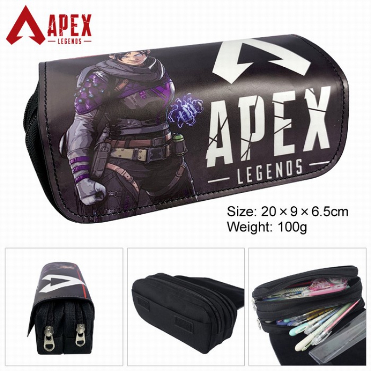 Apex Legends PU surface Multifunction Double layer Zipper Flip cover Pencil Bag Style 3