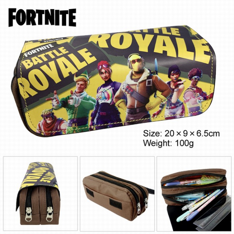Fortnite PU surface Multifunction Double layer Zipper Flip cover Pencil Bag Style D