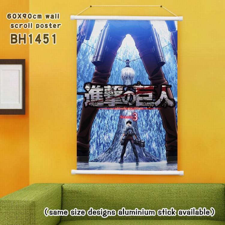 Shingeki no Kyojin White Plastic rod Cloth painting Wall Scroll 40X60CM BH-1451