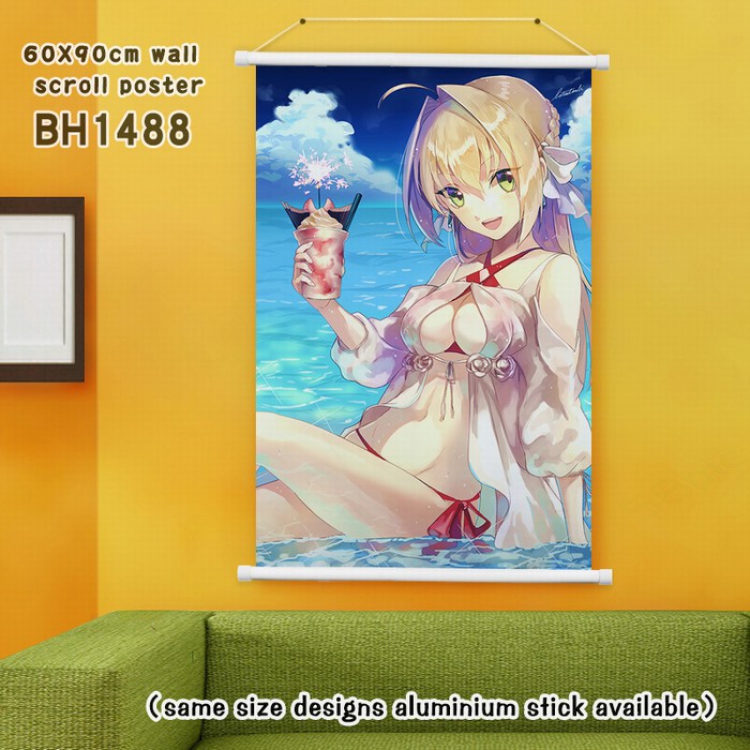 Fate Grand Order White Plastic rod Cloth painting Wall Scroll 40X60CM BH-1488